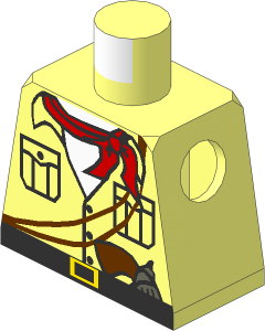 Minifig Torso with Safari Shirt, Gun, Red Bandana & White Chest Pattern