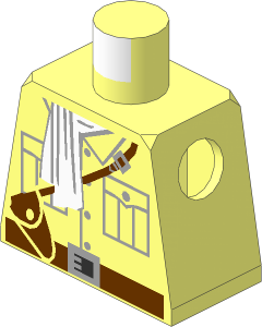 Minifig Torso with White Scarf and Brown Belt Pattern