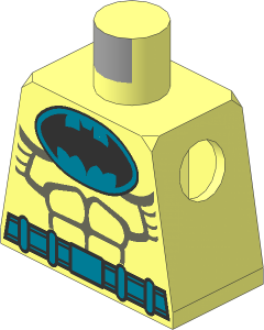 Minifig Torso with Grey and Gold Batman Pattern
