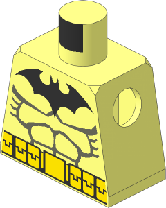 Minifig Torso with Dark Grey, Black, and Yellow Batman Pattern
