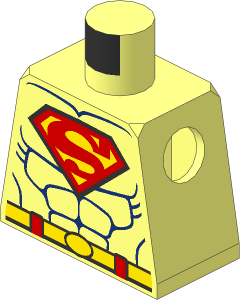 Minifig Torso with Superman Logo and Dark Blue Muscles Pattern