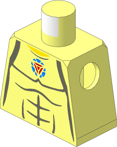 Minifig Torso with Grey Muscles and Arc Reactor Pattern