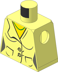 Minifig Torso with Female Jacket with 2 Pockets, Buttons, Gold Necklace Pattern
