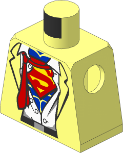 Minifig Torso with Open Suit Revealing Superman Logo Pattern