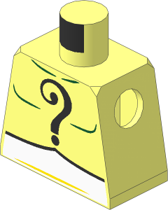 Minifig Torso Riddler Black Question Mark on Chest and Back and Lavender Belt Pattern