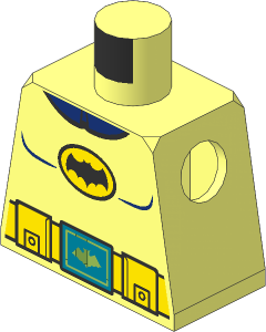 Minifig Torso Batman Logo in Yellow Oval with Yellow Utility Belt and Gold Buckle Pattern