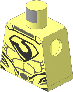 Minifig Torso with Silver Zod Emblem and Oval Belt Buckle and Muscles Outline Pattern