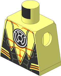 Minifig Torso with White Fear Lantern Logo and Muscles Outline Pattern