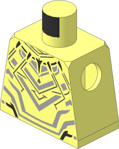 Minifig Torso with Body Armour with Dark Bluish Grey and Metallic Dark Grey Crossing Lines and Metallic Silver Teeth Necklace Pattern