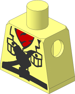 Minifig Torso with Safari Shirt with Red Scarf, Belt and Water Bottle Pattern