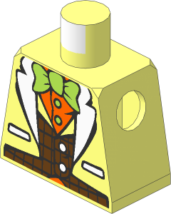Minifig Torso with Medium Azure Vest, Orange Shirt and Lime Bow Pattern