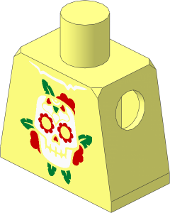 Minifig Torso with Skull and Red Roses Pattern