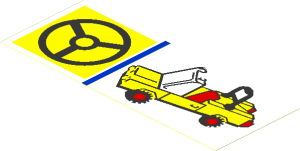 Sticker  2.3 x  5.9 with Steering Wheel and Yellow Car