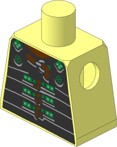 Minifig Torso with Metallic Silver Roman Segmented Body Armour Pattern