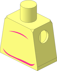 Minifig Torso with Dark Pink Stomach Lines and Tail on Back Pattern