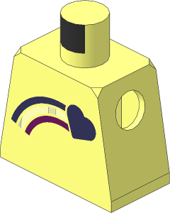 Minifig Torso with Coral Shooting Heart and Rainbow Pattern