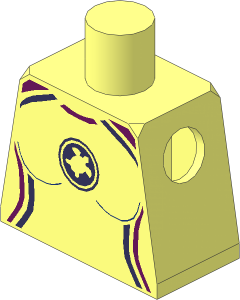 Minifig Torso with Female Wetsuit, Coral and Dark Azure Trim and Turtle Logo Pattern