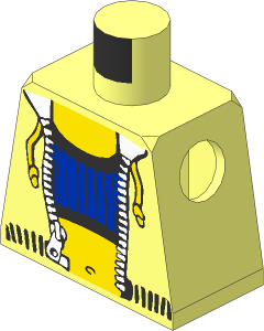 Minifig Torso with Open Jacket, Blue Top and Navel Pattern