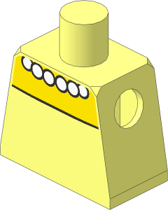 Minifig Torso with Yellow Chest and White Beads Necklace Pattern