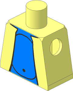 Minifig Torso with Jacket over Medium Blue Skin and Light Blue Waist Pattern