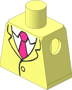 Minifig Torso with Jacket, White Shirt and Dark Pink Tie Pattern