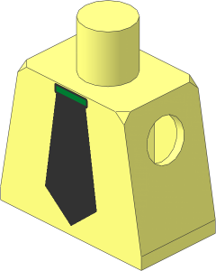 Minifig Torso with Gold Tie Pin and Black Tie Pattern