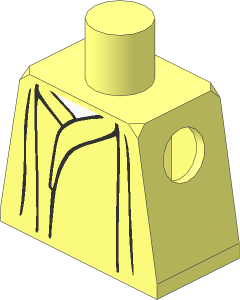 Minifig Torso with Robe with Black Gathers and White Neck Pattern
