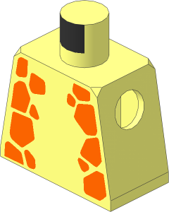 Minifig Torso with Orange Giraffe Spots on Front and Back Pattern