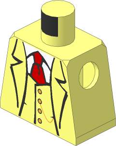 Minifig Torso with 3-Piece Suit, White Shirt and Red Tie Pattern