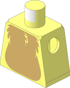 Minifig Torso with Tan Chest and Black and White Tail to the Left Pattern