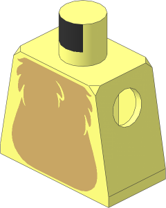 Minifig Torso with Tan Chest and Black and White Tail to the Right Pattern