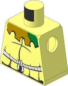 Minifig Torso with White Rope & Patched Collar Pattern