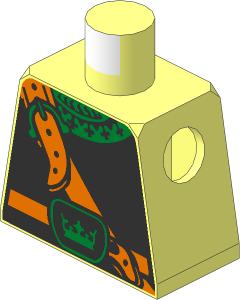 Minifig Torso with Scale Armour, Crown on Buckle and Chest Strap Pattern