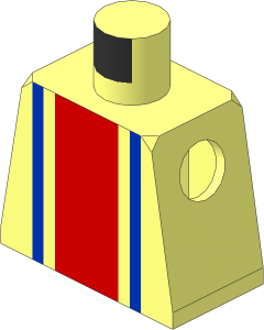 Minifig Torso with Soccer Team Red/Blue Stripes and Red # 9 Pattern