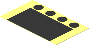 Sticker  1.1 x  1.9 with 4 Black Spots over Black Rectangle