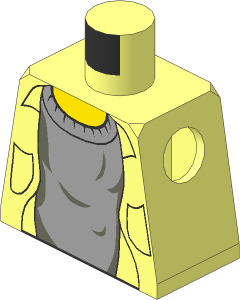 Minifig Torso HP with Grey Sweater and Light Nougat Neck Pattern