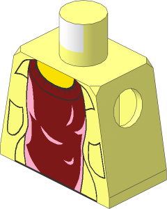 Minifig Torso HP with Dark Red Sweater and Yellow Neck Pattern