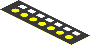 Sticker  1.0 x  3.8 with 7 White Squares, 7 Yellow Circles on Black