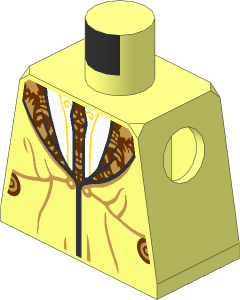 Minifig Torso with Reddish Brown and Dark Tan Tie and Lapels, Lavender Shirt Pattern