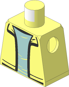 Minifig Torso with Jacket, Silver Zipper and Sand Blue Shirt Pattern
