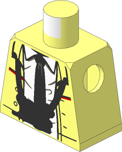 Minifig Torso with White Shirt, Black Tie and Ticket Machine Pattern