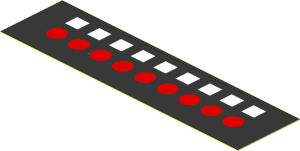 Sticker  1.0 x  3.8 with 9 Red Circles, 9 White Squares on Black