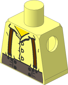 Minifig Torso with LOTR Button Shirt with Braces Pattern