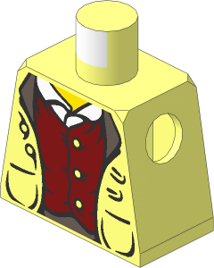 Minifig Torso with LOTR Jacket and Dark Red Vest Pattern