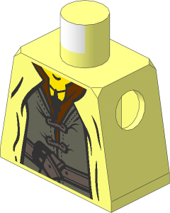 Minifig Torso with LOTR Coat, Dark Bluish Grey Shirt, Evenstar Pendant and Belt Pattern