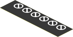 Sticker  1.0 x  3.8 with 6 White Circles with Diagonals on Black Background