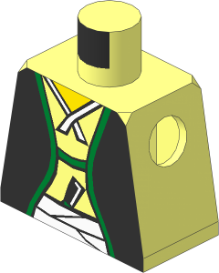 Minifig Torso with Yellow Neck, Samurai Robe, Sash and Dagger Pattern