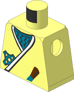 Minifig Torso with Ninja Wrap, Gold Shuriken, and Dagger Pattern
