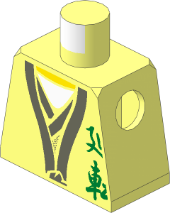 Minifig Torso with Gold Asian Characters Front and Dragon Back Pattern