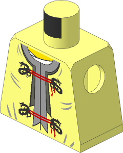 Minifig Torso with Dragon Clasps and Red Ties Front and Dragon Back Pattern